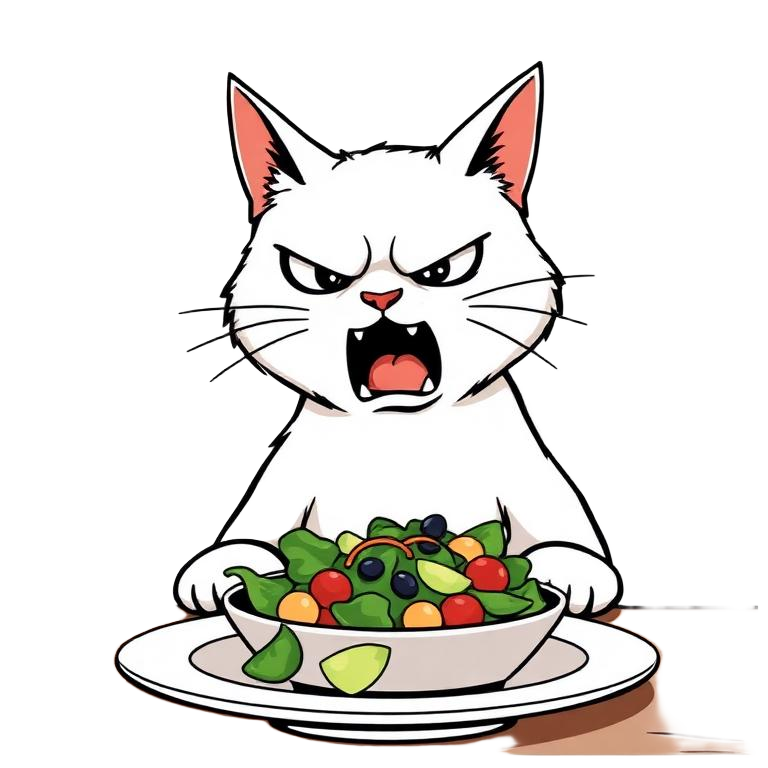 Screaming cat at the dinner table