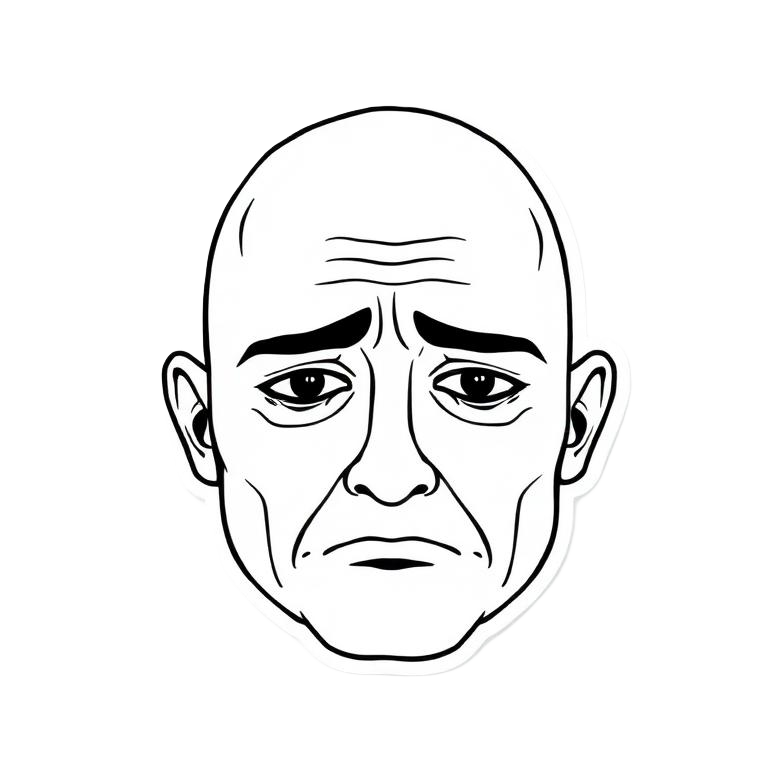 Sad wojak line art face